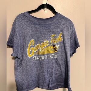 Georgia Tech Womens Large Yellow Jackets College Football Cropped Shirt
